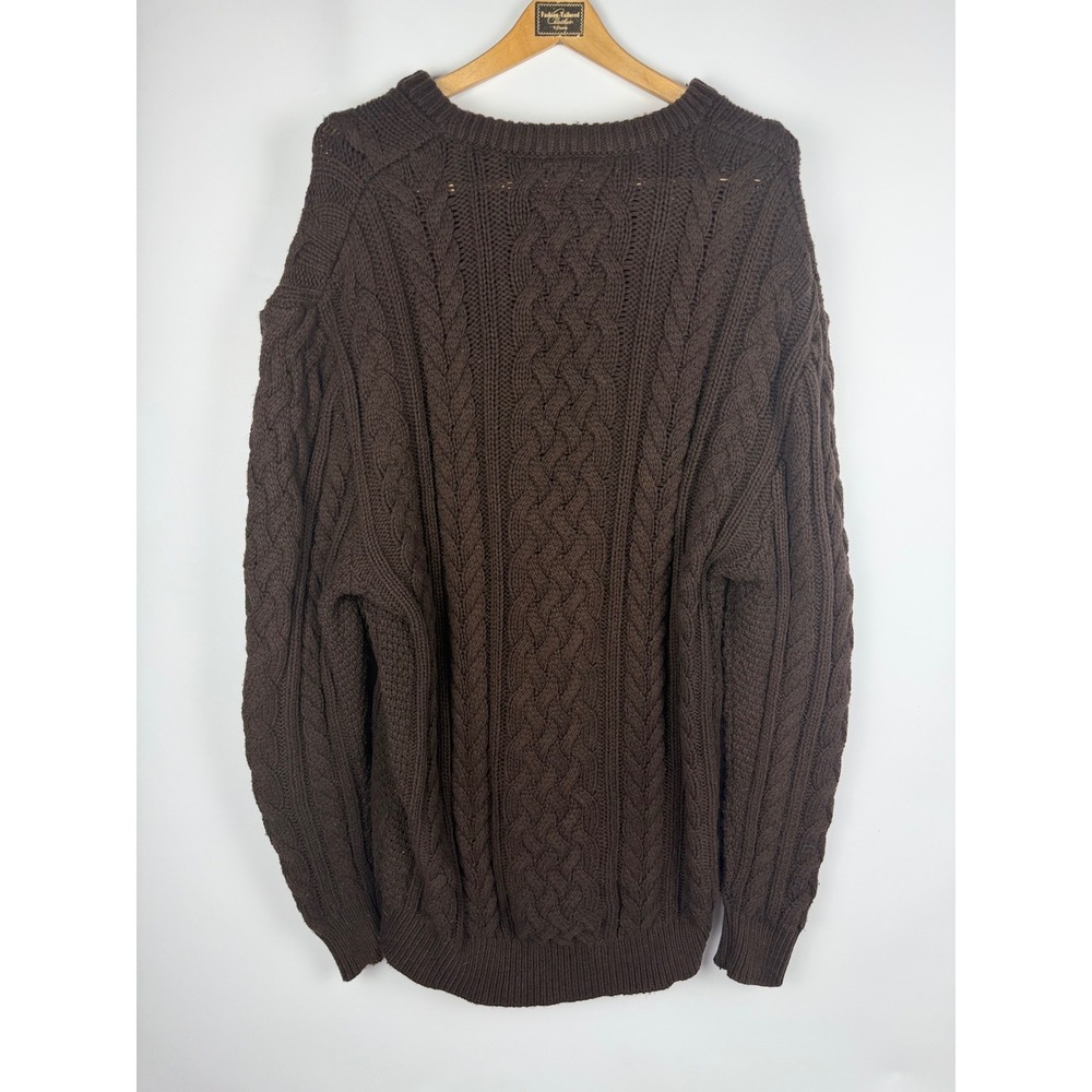 Dark Academia Brown Cable Knit Oversized Sweater Gap Large Tall - Picture 3 of 7